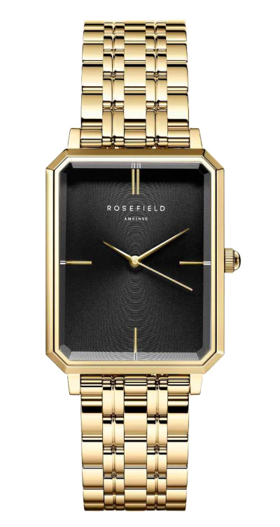 Rosefield The Octagon Black Sunray Steel Gold 23*29mm OBSSG-O47