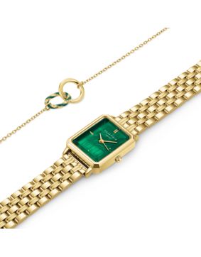 Rosefield Octagon XS Emerald Gold ja rannekoru OEGED-X288