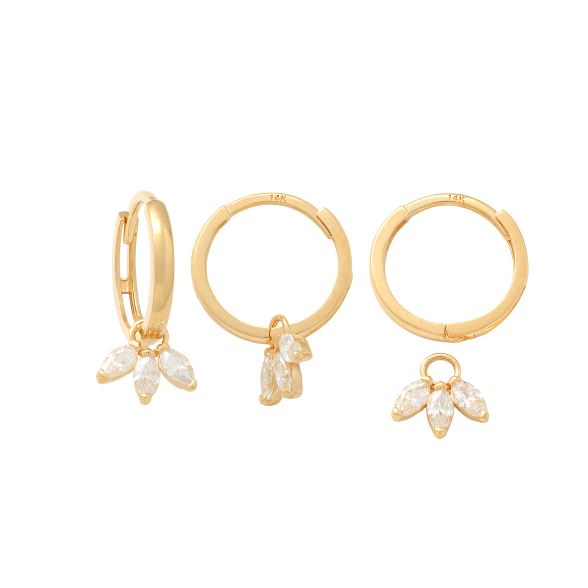 Lykka Casuals kultaiset rengaskorvakorut zirkoniariipuksella