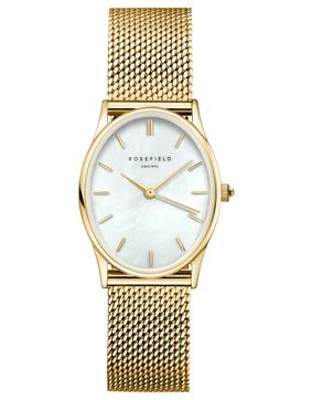 Rosefield The Oval White MOP Mesh Gold OWGMG-OV10