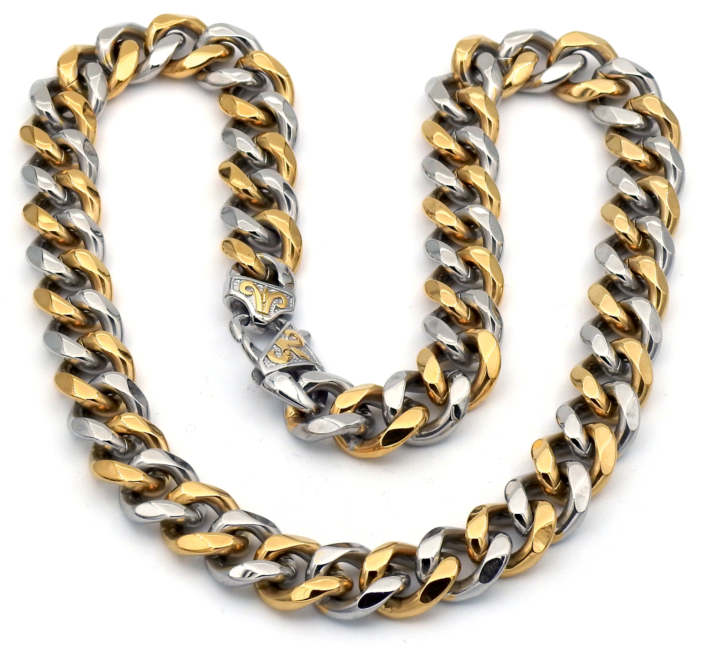 Rocks Steel 13 mm kaksivärinen panssarikaulaketju 22,5cm 50 cm P.S.2V.13-50