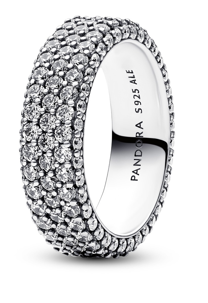Pandora Timeless kolmirivinen hopeinen pave sormus 192634C01