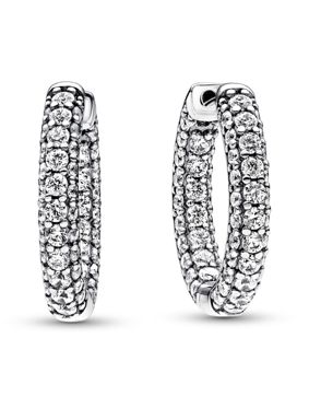 Pandora Timeless hopeiset zirkonia pave korvarenkaat 292624C01