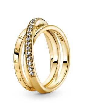 Pandora kullattu kolmirunkoinen pavé sormus 169057C01