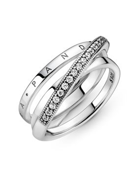 Pandora hopeinen kolmirunkoinen pavé sormus 199057C01