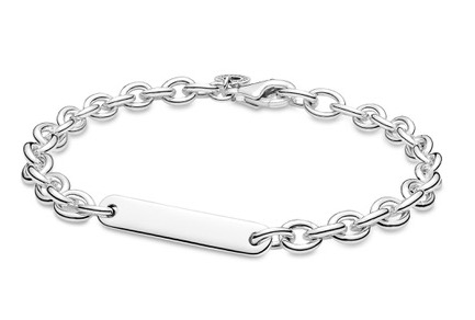 Pandora hopeinen kaiverettava laattarannekoru 599523C00