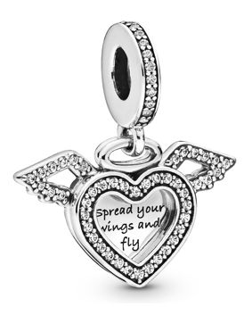 Pandora hopeinen sydän ja enkelinsiipi hela 798485C01