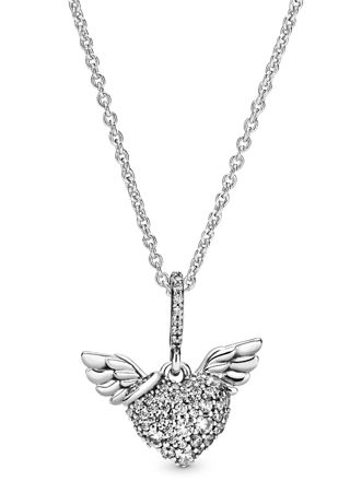 Pandora Celestial Pavè Heart & Angel Wings kaulakoru 398505C01
