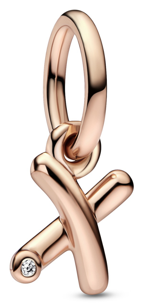 Pandora Moments punakullattu X-kirjain hela 782482C01