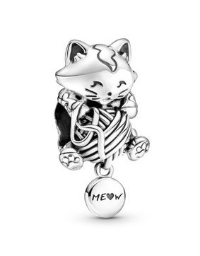 Pandora hopeinen kissa ja lanka hela 799535C00