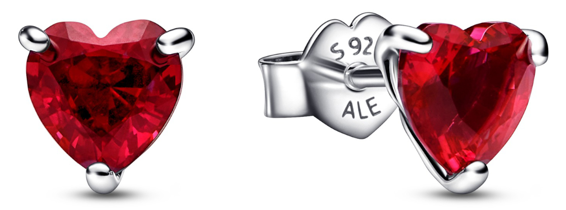Pandora Timeless hopeiset punaiset sydänkorvakorut 292549C01