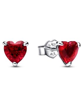 Pandora Timeless hopeiset punaiset sydänkorvakorut 292549C01