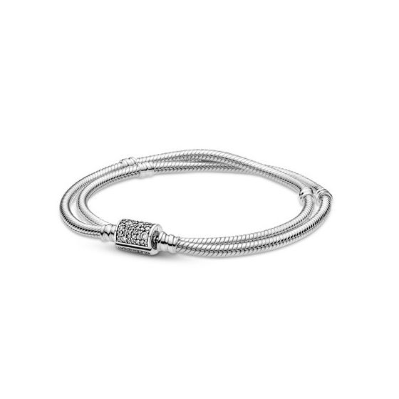 Pandora Moments Double Wrap Barrel Clasp Snake Chain rannekoru 599544C01