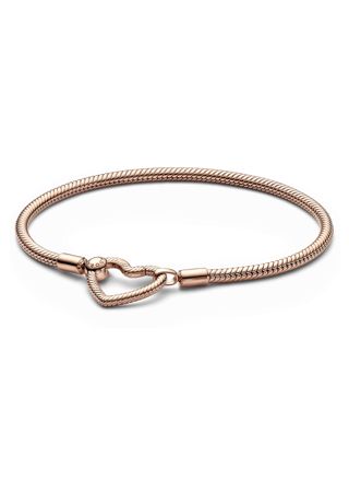 Pandora Moments Heart Closure Snake Chain Bracelet 14k rose gold-plated rannekoru 582257C00