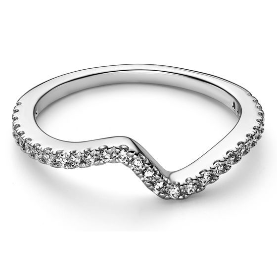 192539c01 Pandora Timeless Ring Stackable Sparkling Wave Ring Sterling silver ...