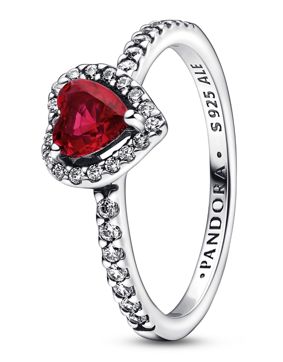 Pandora Timeless hopeinen zirkonia sydänsormus 198421C02