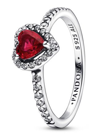 Pandora Timeless Ring Non-stackable Sparkling Red Elevated Heart sormus 198421C02