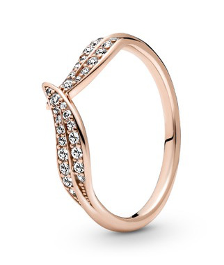 Pandora punakullattu chevron sormus zirkonioilla 189533C01