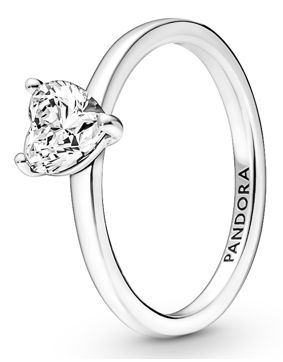 Pandora Stackable hopeinen kimaltava solitaire sormus 191165C01