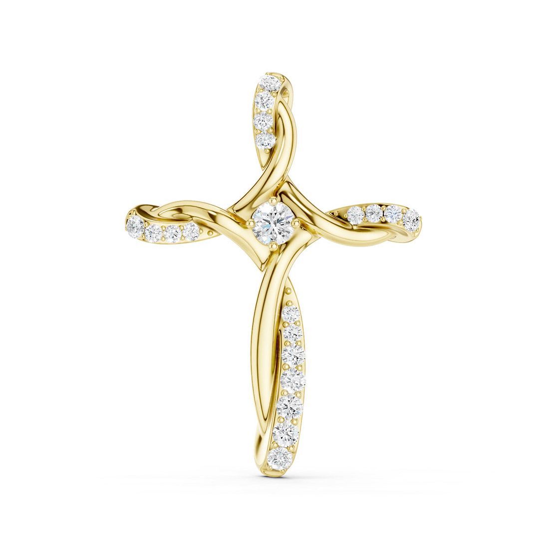 Lykka Elegance kultainen risti timanttiriipus 21,5mm