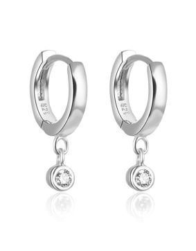 Lykka Casuals hopeakorvarenkaat zirkoniariipuksella