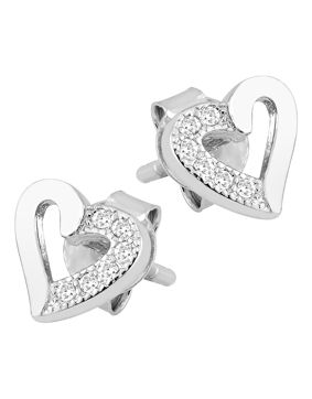 Lykka Hearts hopeiset korvakorut zirkonioilla sydän 7,5 mm