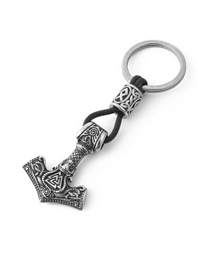 Lykka Viking Thors hammer Valknut and runes teräsavaimenperä