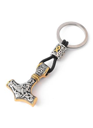 Lykka Viking Mjölnir silver and gold teräsavaimenperä