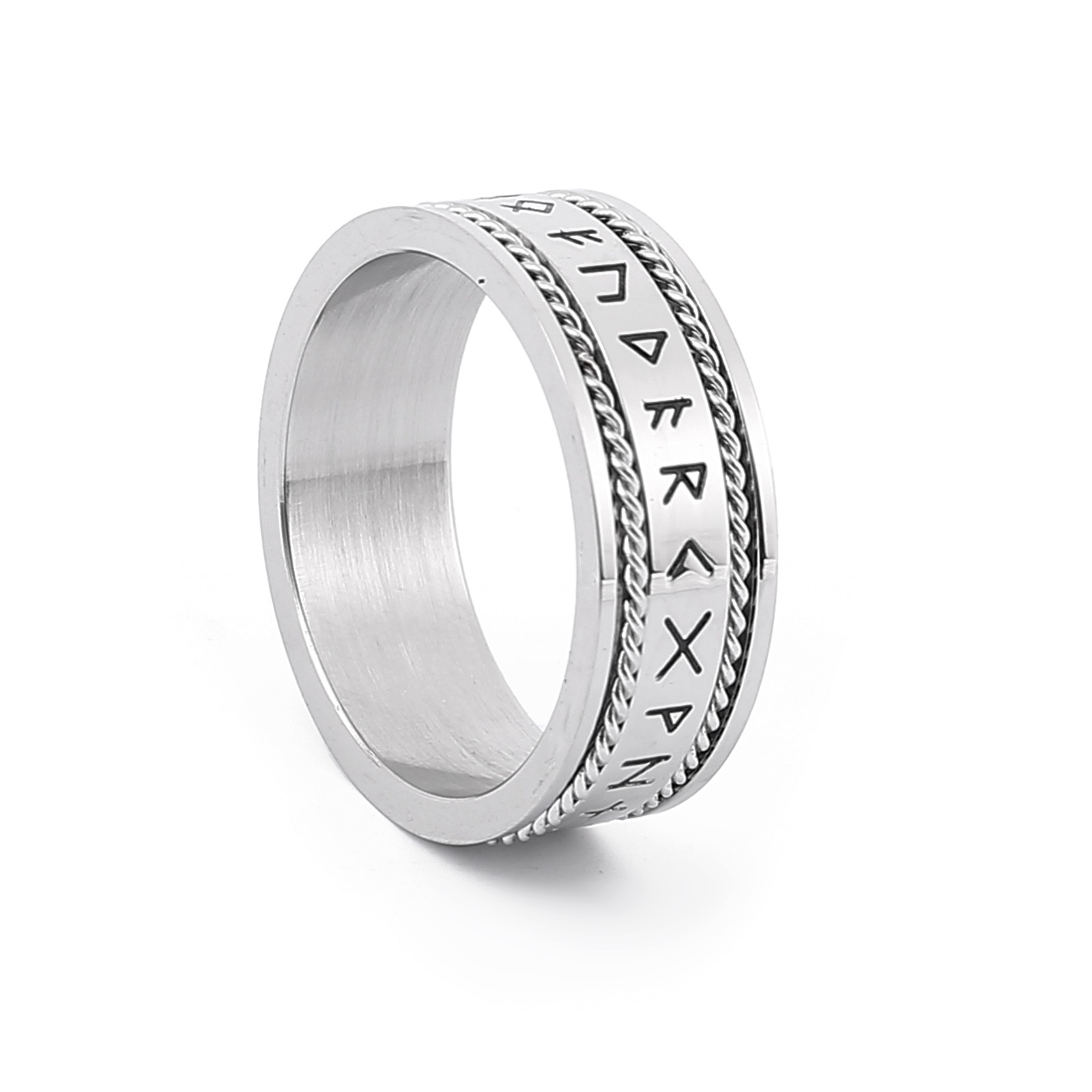 Lykka Viking hopeanvärinen Runes terässormus 