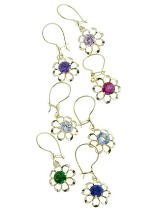 Kultaiset koukkukorvakorut, kukka PK2-31 / useita eri värejä