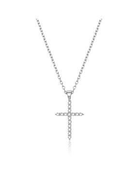 Lykken Crosses hopeinen ristikaulakoru zirkonia 45cm
