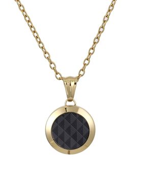 Lykka Strong kullanvärinen kolikkokaulakoru mustalla laatalla 50 cm