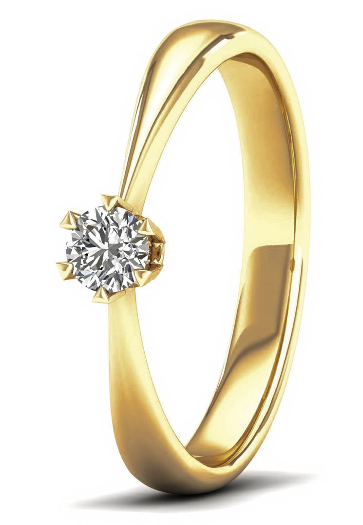 Lykka Elegance kultainen timanttisormus solitaire 0,15 ct