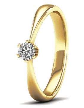 Lykka Elegance kultainen timanttisormus solitaire 0,15 ct