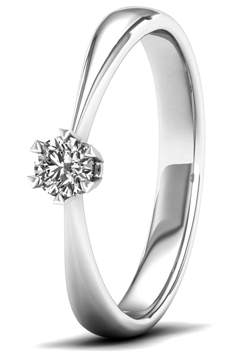 Lykka Elegance valkokultainen timanttisormus solitaire 0,15 ct