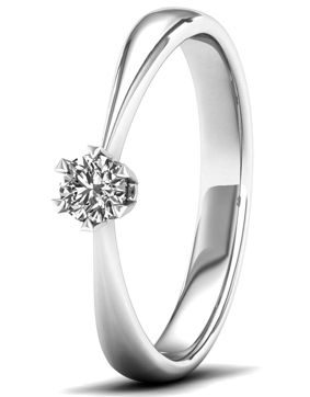 Lykka Elegance valkokultainen timanttisormus solitaire 0,15 ct