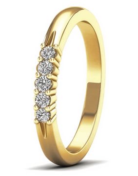 Lykka Elegance  kultainen rivi timanttisormus 0,14 ct