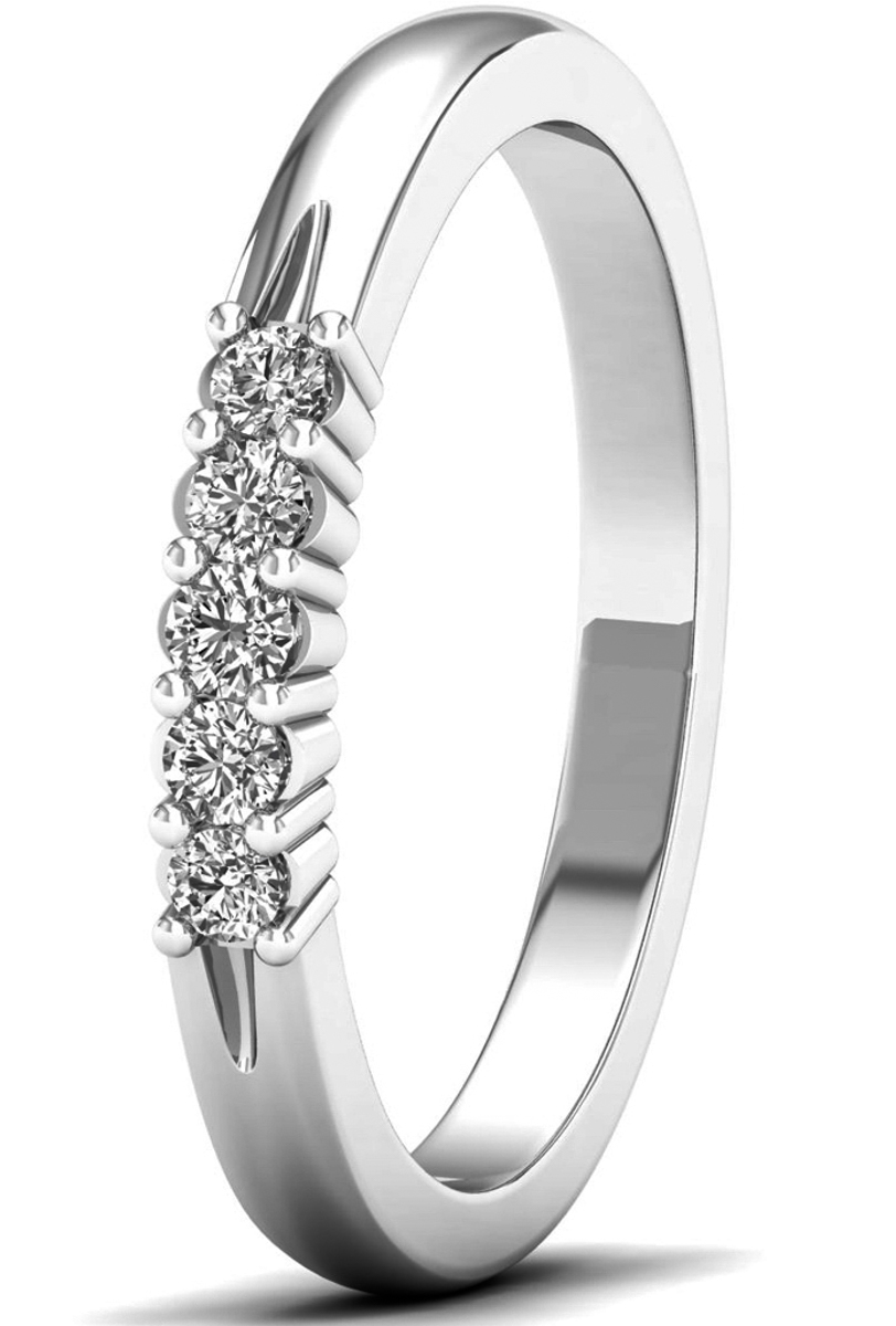 Lykka Elegance viisikivinen valkokultainen timanttisormus 0,14 ct