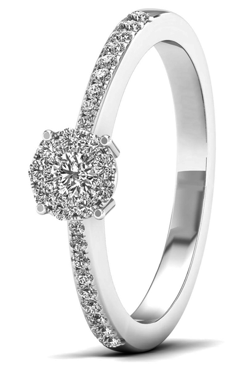 Lykka Elegance valkokultainen sivukivellinen timanttisormus 0,25 ct