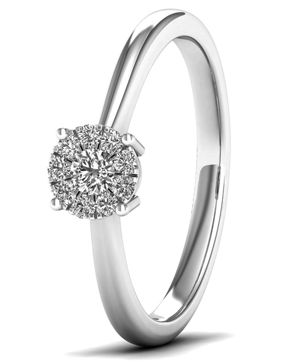 Lykka Elegance valkokultainen timanttisormus halo 0,12 ct