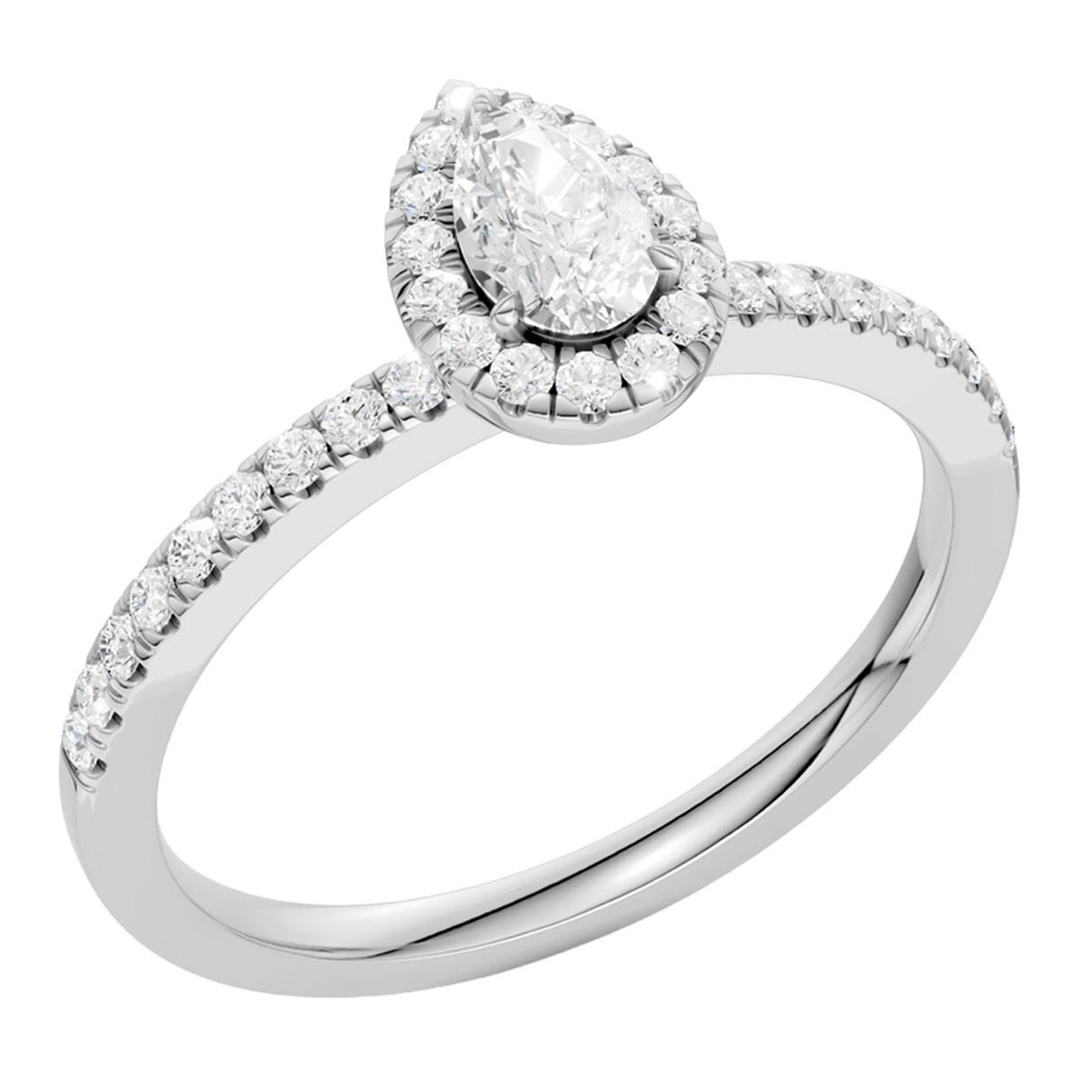 Midem Amsterdam Halo timanttisormus 0.50ct valkokulta