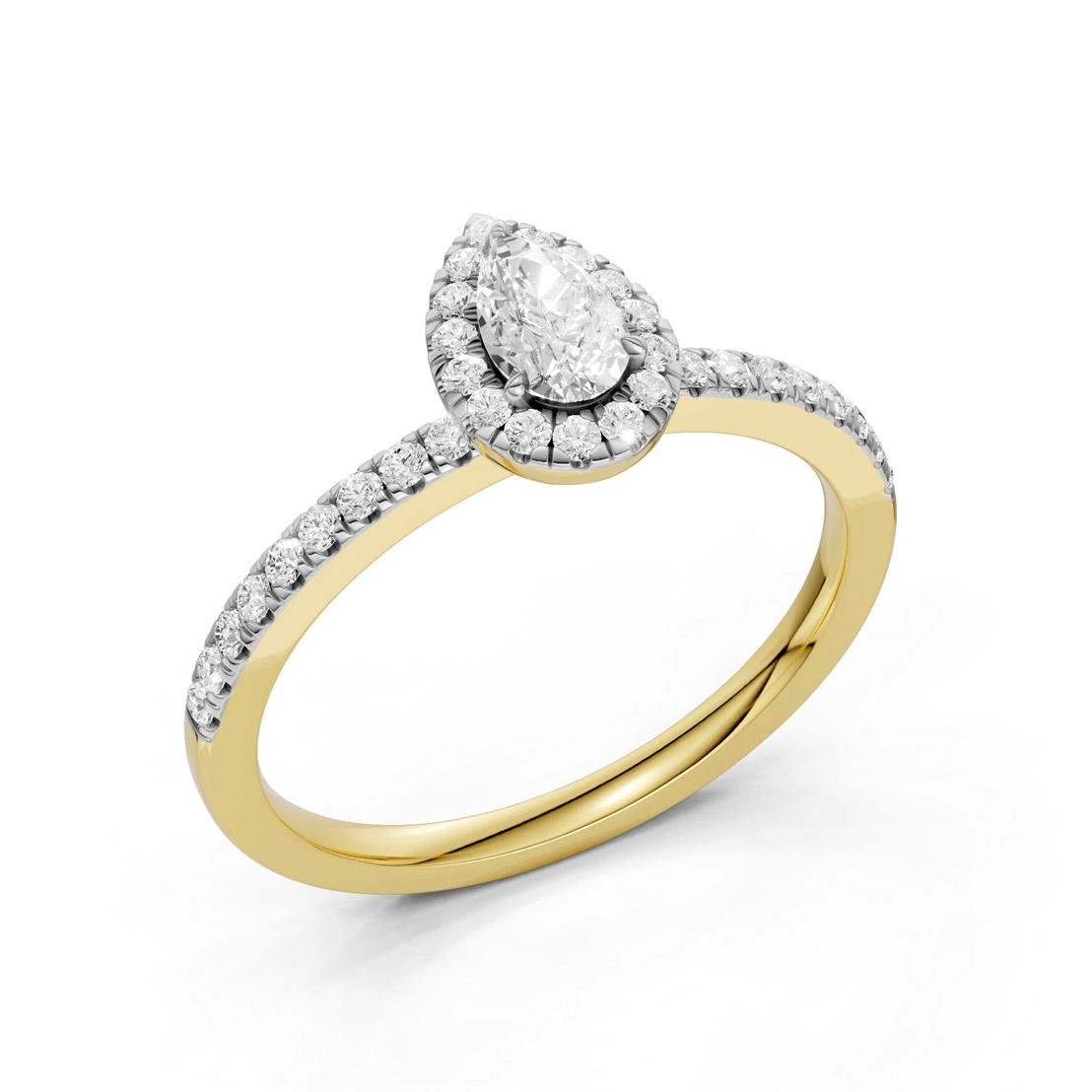 Midem Amsterdam Halo timanttisormus 0.50ct keltakulta