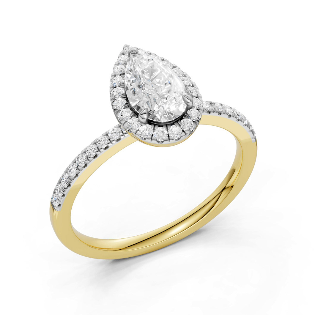 Midem Amsterdam Halo timanttisormus 1.00ct keltakulta