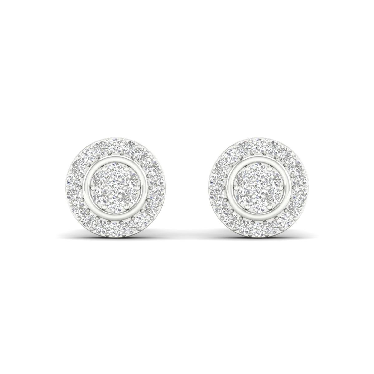 Lykka Elegance valkokultaiset halo-timanttikorvakorut 6.9 x 2.6 mm