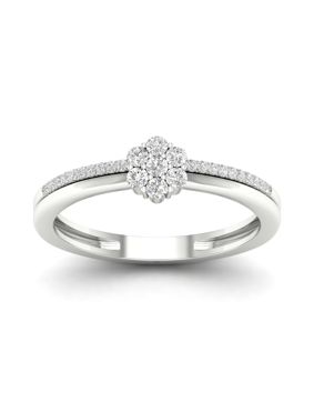 Lykken Elegance sivukivellinen valkokultainen timanttisormus 0.19 ct