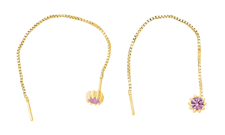 Lempikoru Nuppu yksikivinen ketjukorvakoru pinkki keltakullattu 53 079 06 070