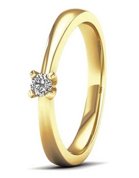 Lykka Elegance kultainen yksikivinen timanttisormus 0,10 ct