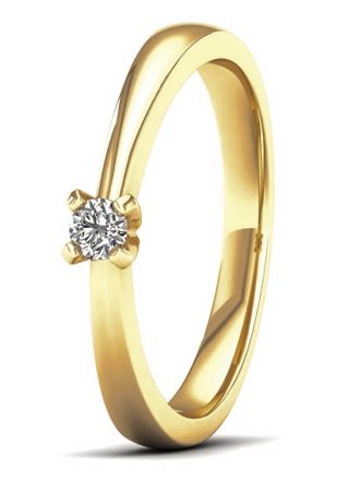 Lykka Elegance kultainen yksikivinen timanttisormus 0,10 ct