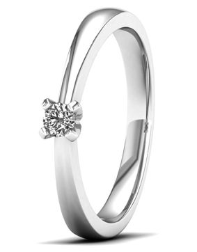 Lykka Elegance valkokultainen yksikivinen timanttisormus 0,10 ct