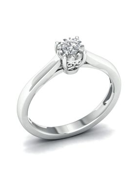 Lykka Elegance yksikivi timanttisormus 0,10 ct valkokulta